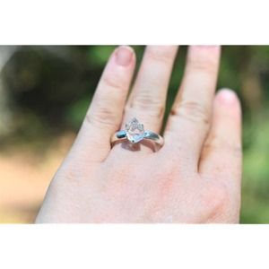 4mm wide mens, womens ring pear tear raw gemstone 925 silver size 3 4 5 …